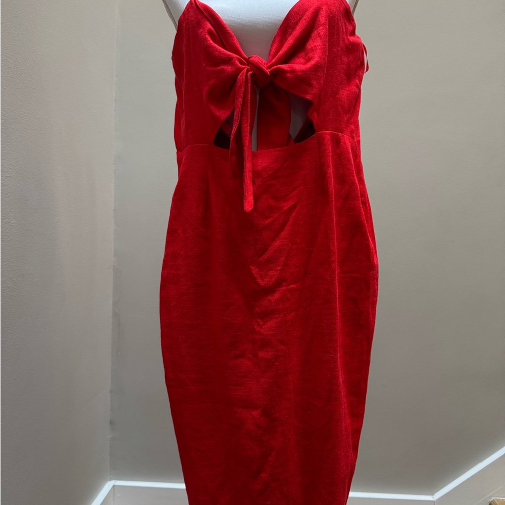 JLUXLABEL Red Spaghetti Strap Sundress Midi